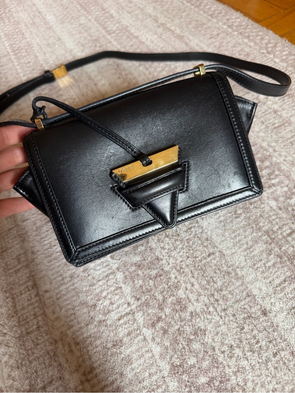 Loewe Barcelona Small Black Leather Crossbody Bag